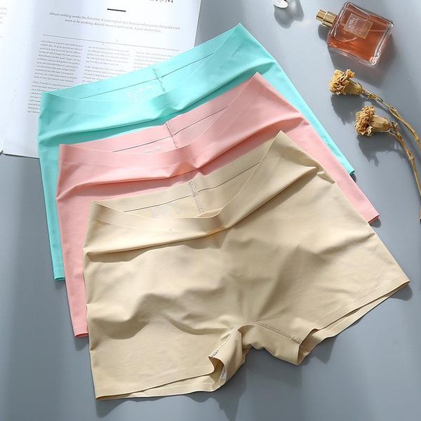 

ice silk seamless underwear womens panties cotton crotch boxer shorts ladies pants four corners anti-empty summer thin section, Black;pink