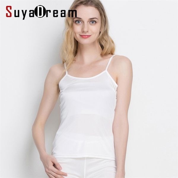 

suyadream women silk camis real silk bottoming oles comfortable tank spring summer 220318, White