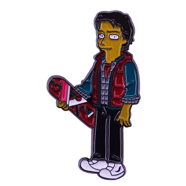 

back to the future brooch marty mcfly and his hoverboard enamel pin, Blue