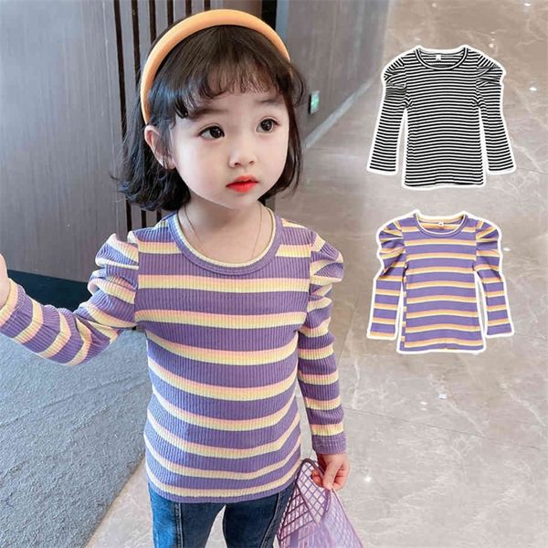 

baby girls striped girls tee casual style t shirt kids spring autumn kids clothes girls 210412, White;black