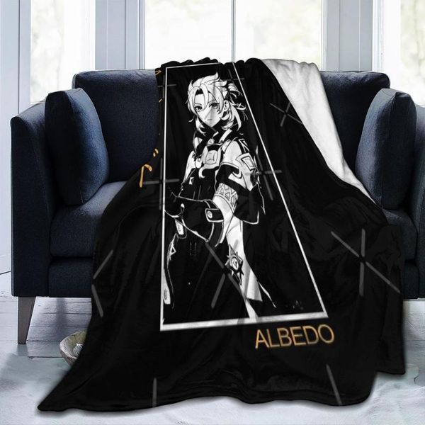 Coperte Albedo Genshin Impact Coperta Copriletto Letto Plaid Telo mare con cappuccio Coperte di lusso