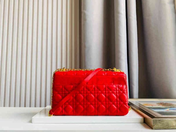 

fashion trend new ladies luxury brand bag designer wholesale caro summer red leather chain strip single shoulder five seven latticed flip wo