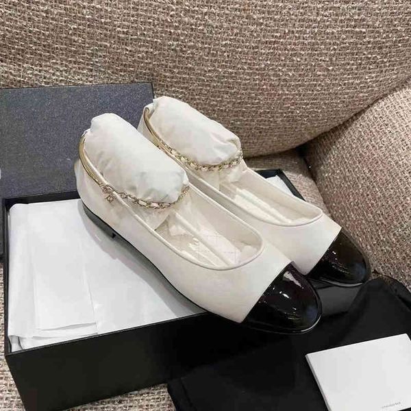

dress shoes spring and summer versatile low heel round head shallow mouth metal foot chain ballet flat mary jane women's shoes 6uor, Black