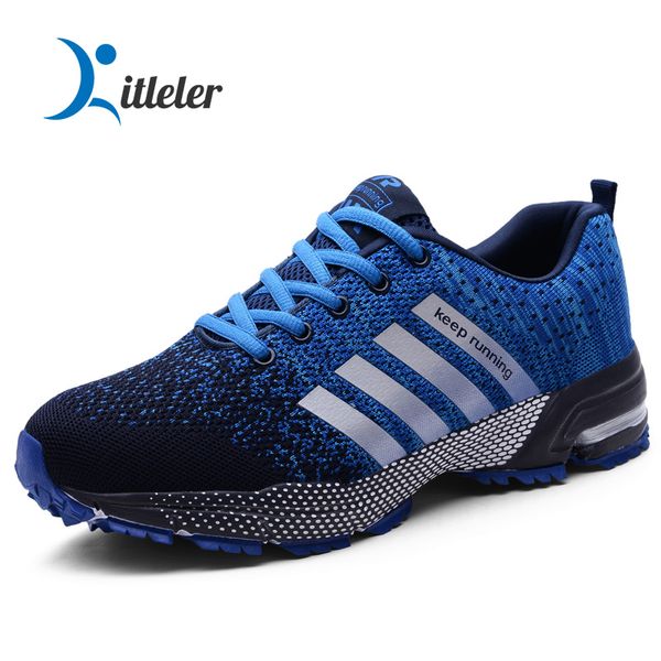 

breathable running shoes men lightweight non-slip sneakers comfort jogging sport shoes walking blue zapatillas siez 35-47 220720, Black;white