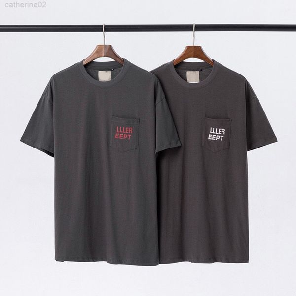 

2022 spring summer europe usa pocket hip hop tee skateboard men t shirt women short sleeve streetwear cotton tshirt, White;black