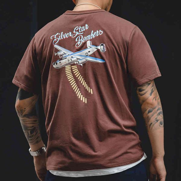 

men's t-shirts madden tooling american b-24 bomber print t-shirt summer 200g short sleeve men's fashion mi88, White;black