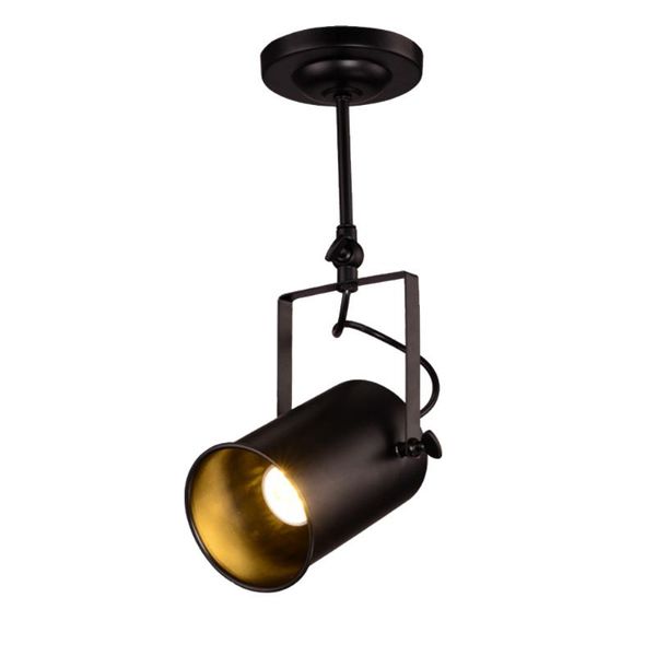 Lâmpadas pendentes Vintage Country Track Light Black Painted Spot para Office Offics Room Led Bulb incluído Pedido