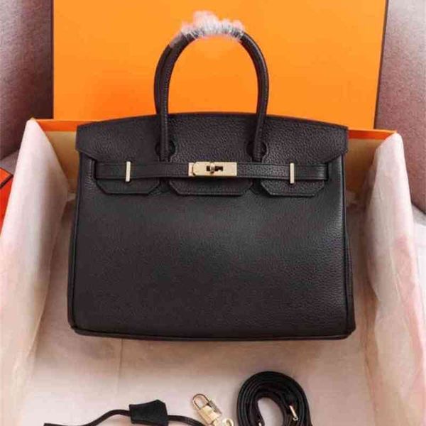 

handbags herme designer women's birkins classic bag manual fashion layer cowhide litchi pattern pochette rouge togo gold hardware 25cm