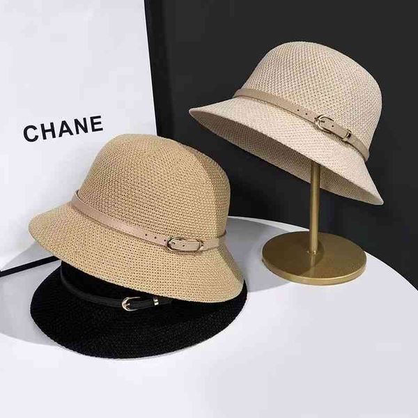 

designer bucket straw sun fisherman hat man woman female spring summer shading screen fisherman's counter new fashion versatile foreign, Blue;gray