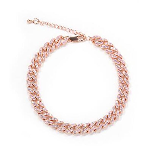 

9mm zircon cuban anklets bracelet gold silver color for women gifts cubic zirconia bling charm hiphop jewelry anklet wholesale, Red;blue