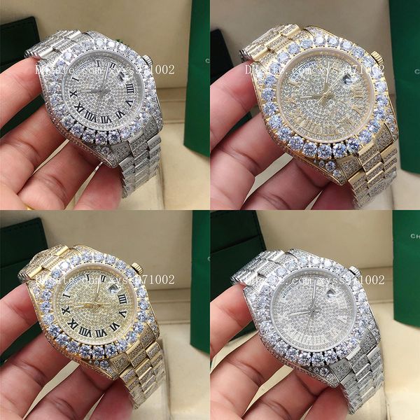 

high-quality factory direct sales 2813 sports automatic mechanical men's watch diamond bezel luxury roman hour markers golden silver di, Slivery;brown