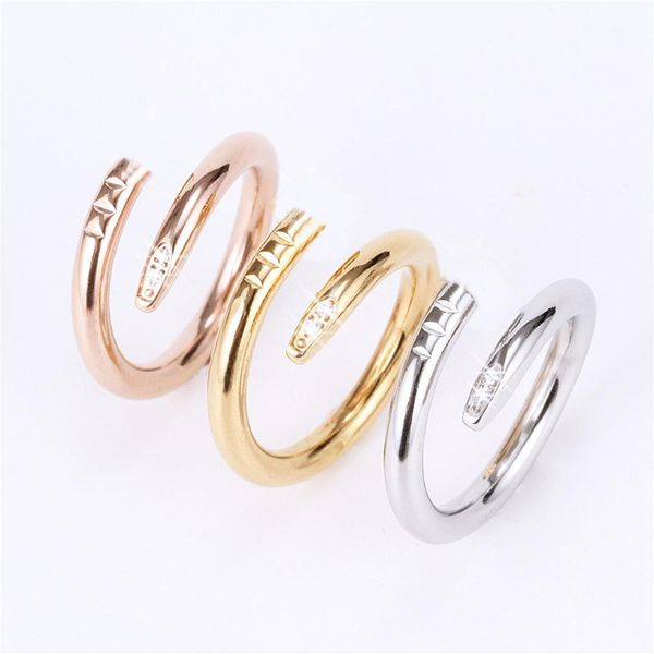 

love rings womens jewelry titanium steel single nail ring european and american fashion street hip hop casual couple classic gold 298e, Silver