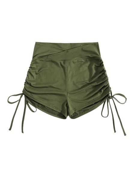 

plus wideband waist drawstring side shorts x4y9#, Black