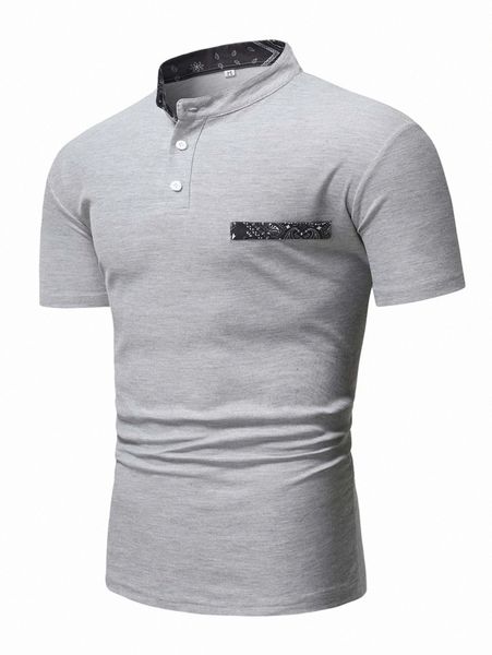 

men paisley panel polo shirt 76c4#, White;black