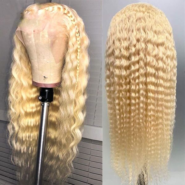 613# Color Lace Curly Front Human Human Wig Brasileiro Remy Deep Wave Frontal Wigs for Women