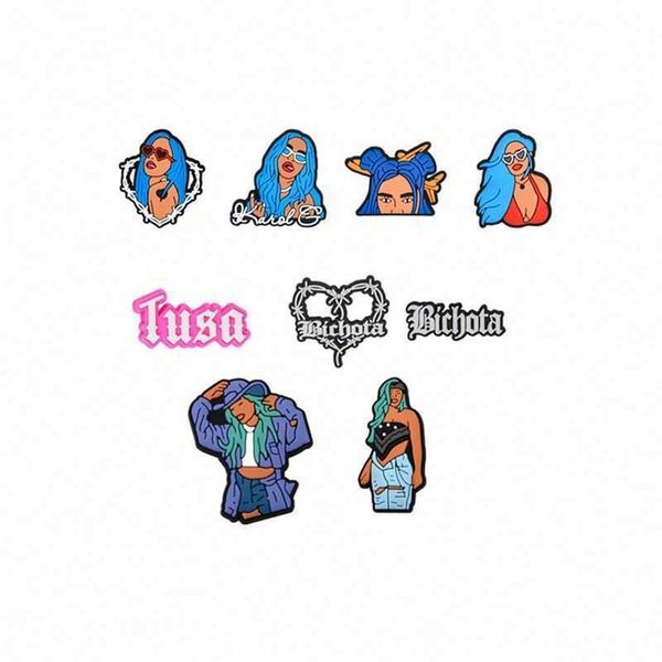 

karol g clog charms for clog shoes cute cartoon design shoe charm cartoon characters shoe charms clog accessory, White;pink