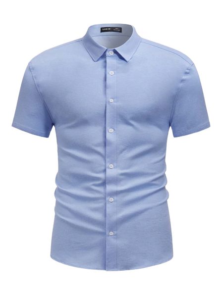 

men solid collar shirt p66w#, White;black