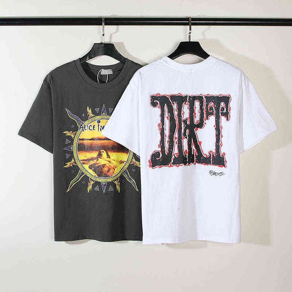 

hip hop rock sun print short sleeve american loose t-shirt fashion, White;black