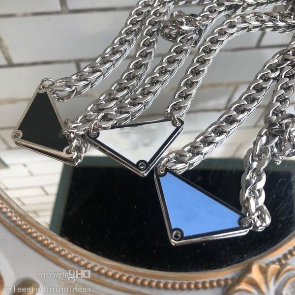 

fashion necklaces designer jewelry men love heart pendants wedding triangle valentine's day 5 colors diamond 45cm chain gold pendant, Silver