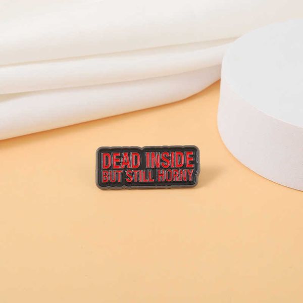 

metal badge brooch small accessories scarves button creative english text brooch body dead heart never die, Gray