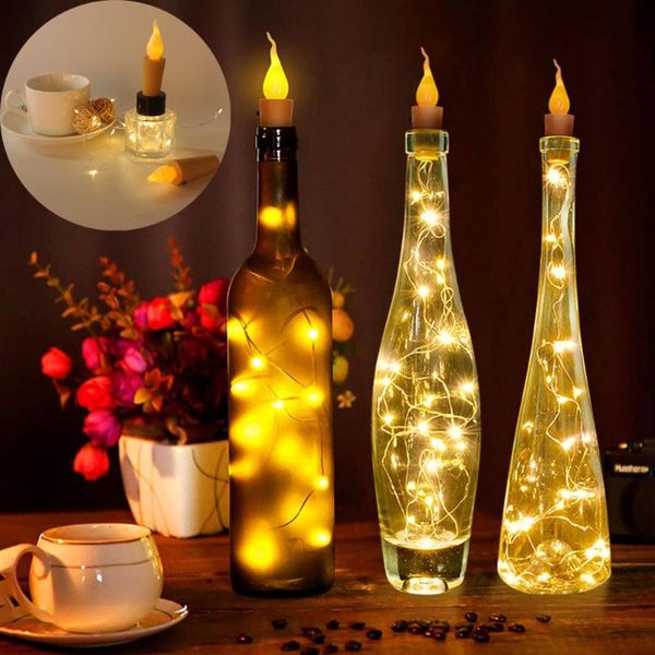 Strings Candle Wine Bottle Lights With Cork Baterias Festa de Casamento Powerd Wedding Halloween Decor de fada LED Lampled