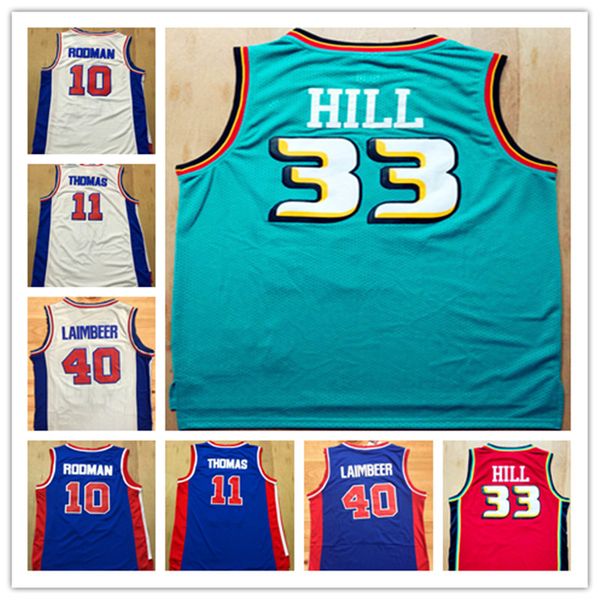 

2022 men's jersey shirt dennis #10 rodman jerseys, isaiah #11 thomas bill 40# laimbeer grant 33# hill basketball jersey, Black;red