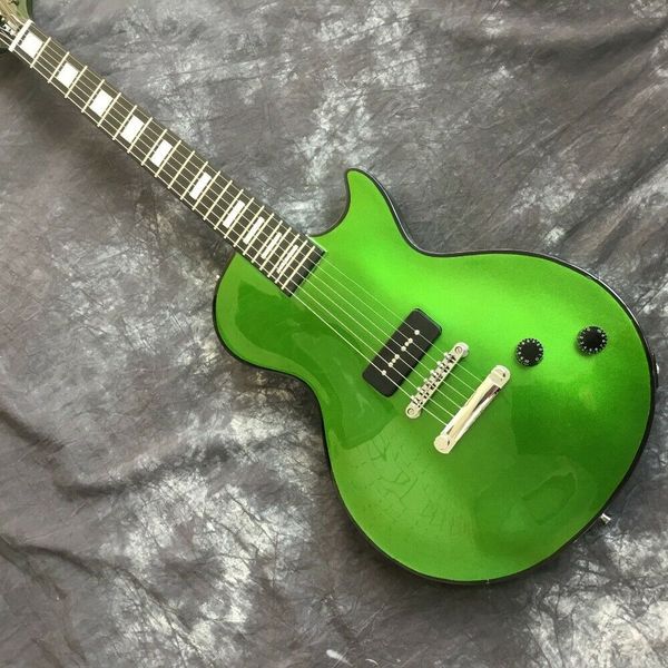 

diy brand new green silver powder 6 string lp electric guitar