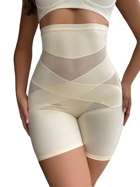 

contrast mesh shapewear shorts b8m8#, Black;red