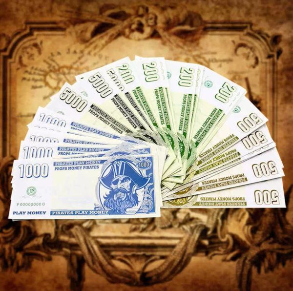 Pirati dei Caraibi Copia denaro Prop Euro Dollaro Queen Ponds Bill 50 100 200 500 Forniture per feste Film finto Soldi Billette Regali di gioco Gettoni da gioco a casa Finto billetta