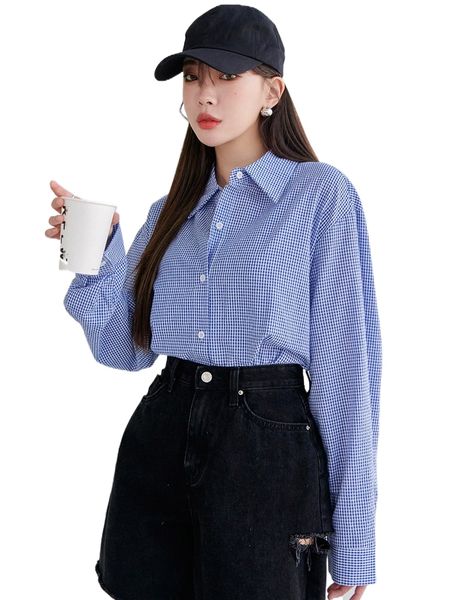 

dazy gingham print drop shoulder blouse v1nq#, White