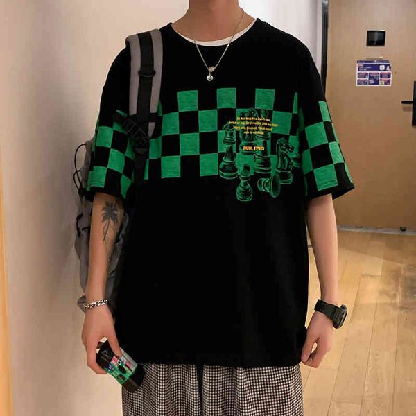 

short sleeve o-neck men's t-shirts short sleeved t-shirt 2022 new spring summer men's versatile shirt trend trendy brand t-shirt f, White;black