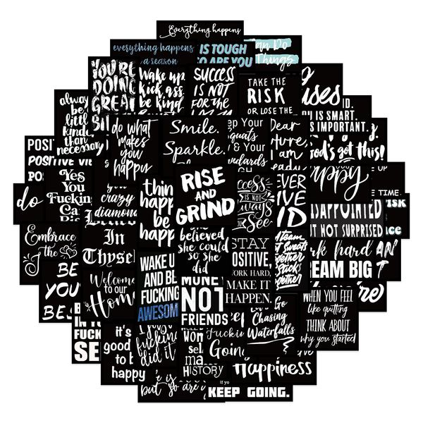 

new 61pcs black bottom inspirational english graffiti sticker wall sticker refrigerator lapsuitcase guitar diy classic toy decal