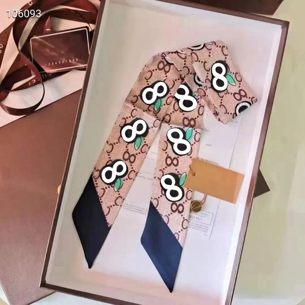 

new designer design woman's scarf, fashion letter handbag scarves, neckties, hair bundles , silk material wraps size:6*100, Blue;gray