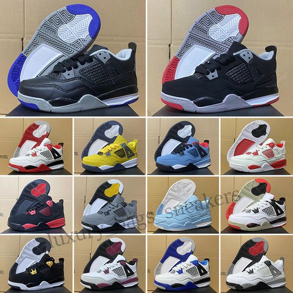 

new arrival 4s children sneaker basketball shoes university blue black cat grey cement hyper royal boy girl gradeschool child outdoor traine