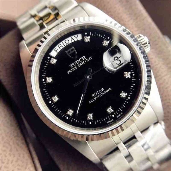 

fashion tudors luxury designer watch dituo famous watch men's fully automatic mechanical double calendar display prince steel band bxzs, Slivery;golden