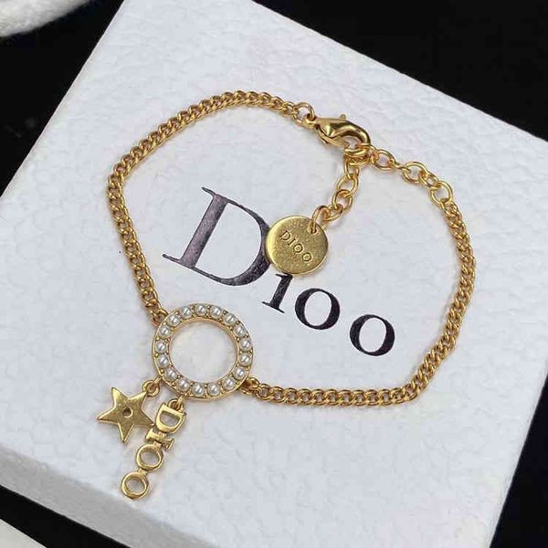 

2022 women's fashion all-match high-quality new personality necklace brand wholesale home di letter bracelet diamond ring tassel simple, Silver
