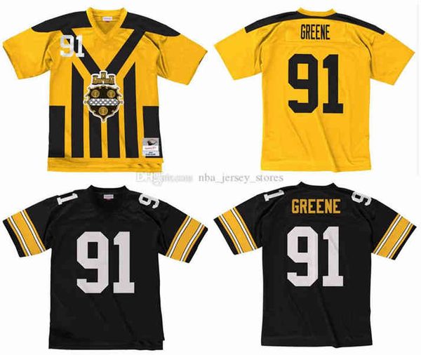 

stitched football jersey 91 kevin greene 1994 mitchell & ness retro rugby jerseys men women youth s-6xl, Black