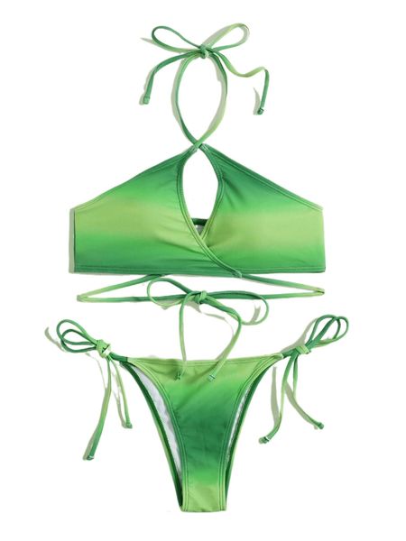 

romwe criss cross design tie side bikini swimsuit t8yx#, White;black