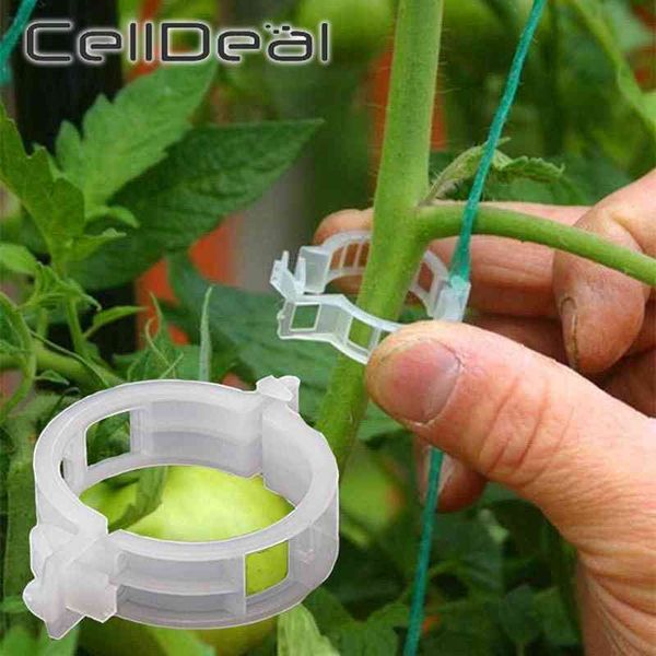 50/100 adet plastik bitki klipsleri destekler Tekrar kullanılabilir koruma aşılama sabitleme aracı bahçecilik malzemeleri sebze domates için