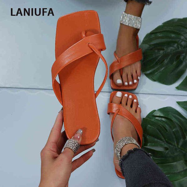 

summer women flats slippers casual square toe flip flops 2022 new sandals slingback ladies slides fashion walking mujer zapatos y220621, Black