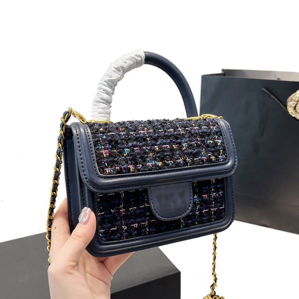 

classic golden ball mini flap shoulder bags handbags diamond quilting sheepskin tweed splicing women crossbody bag gold chain bag pochette 1