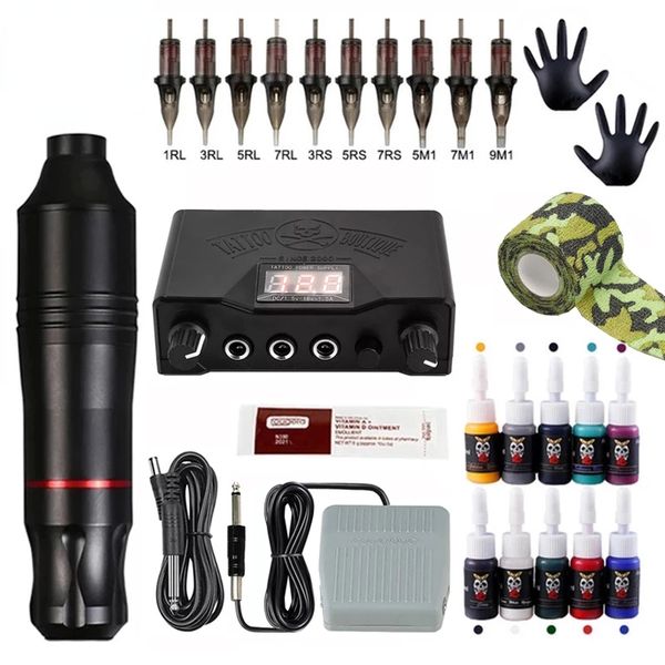 

Tattoo Kit Rotary Pen With Cartridges Needles Permanent Makeup Machine For Tattoo Beginners Artist