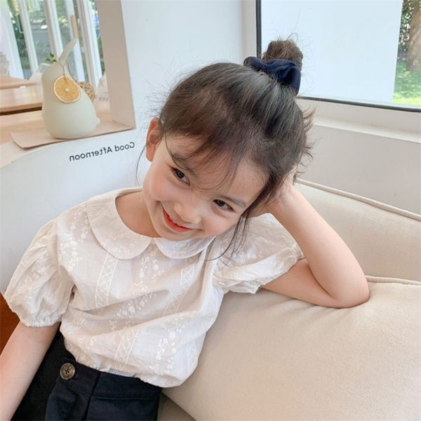 

girl cute summer blouse kids children short sleeve shirt 220808, White;black