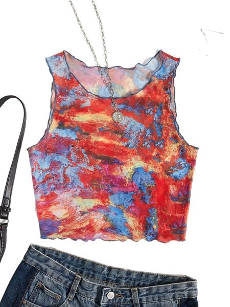 

tie dye lettuce trim tank r6kr#, White