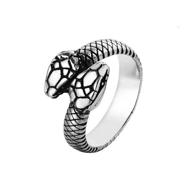 

rings r0826-nk01 jewelry personalized snake head titanium steel ring, Silver