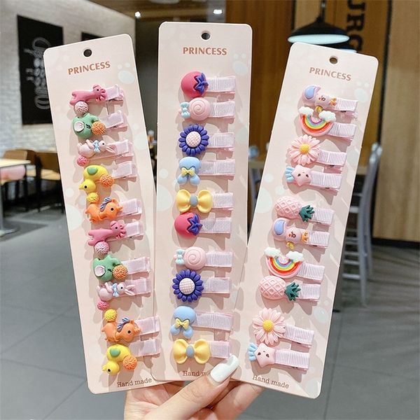 

children hairpin fruit baby side bangs clip for kawaii girls headdress hair accessories baby bows 10 pcs 220617, Slivery;white