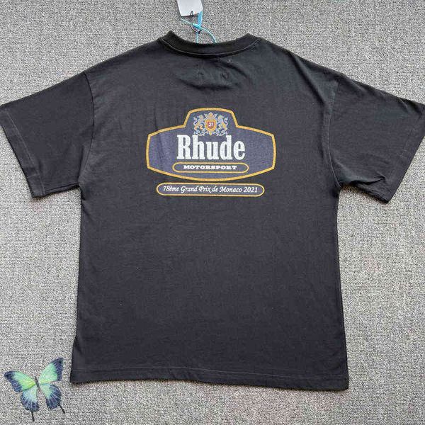 

oversize men women new style moto sport rhude tshirt, White;black