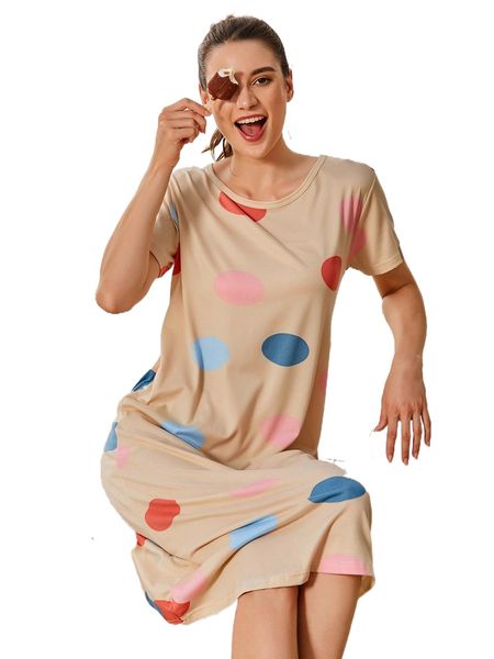 

polka dot nightdress q97y#, Black;red