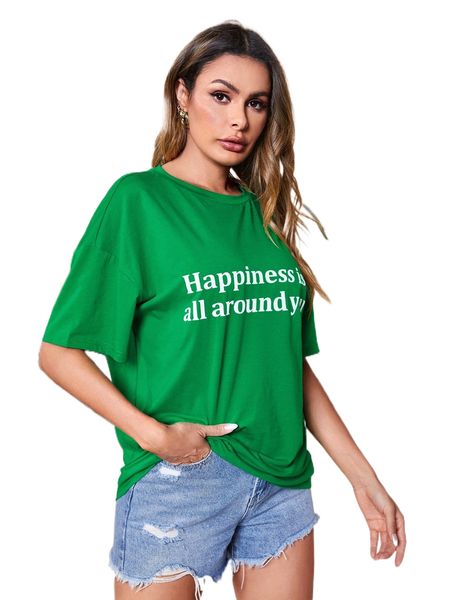 

slogan graphic drop shoulder tee 14oi#, White