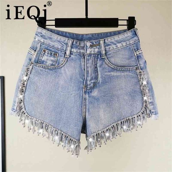 

ieqj spring summer shorts denim patchwork tassel raw high waist cowboy shorts streetwear women fashion ah03605xl 210331, White;black